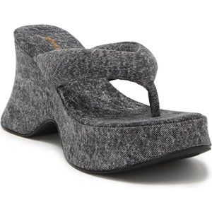 Jeffrey Campbell Drippi Platform Flip Flop Sandal in Black Denim